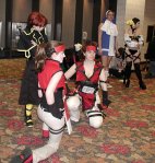 Ky Kiske, two Sol Badguys, Bridget, and Dizzy